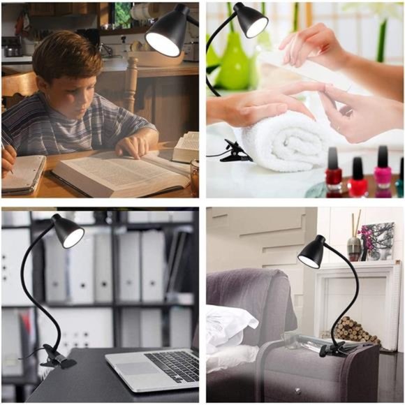 Desk Lamp 3 Color Modes 10 Brightness Dimmer Reading Light 10W 38 LED Clamp Lamp - Picture 6 of 6